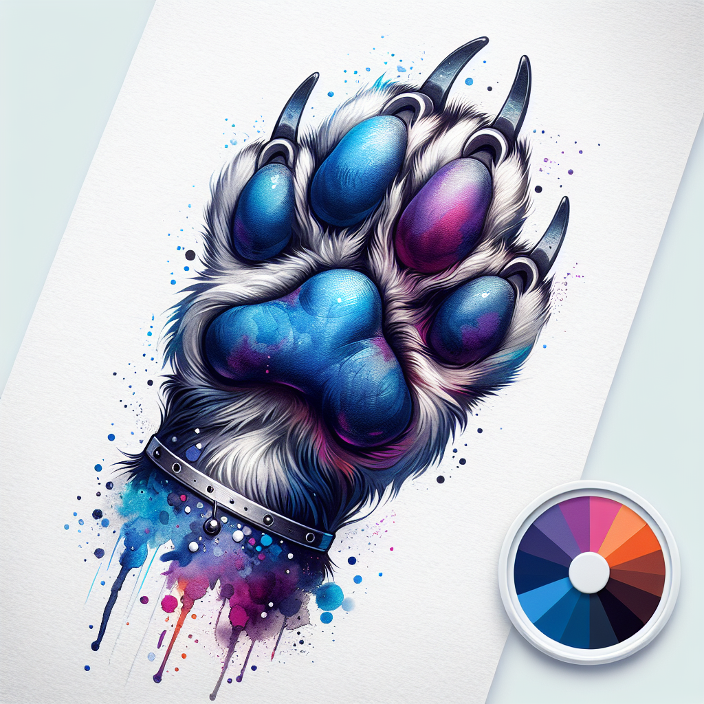 Watercolor Wolf Paw Tattoo