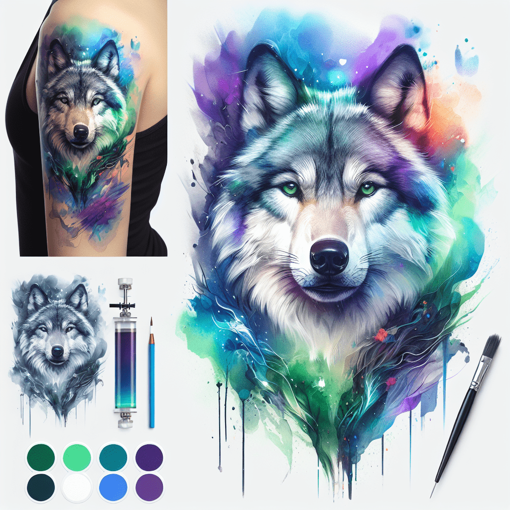 Watercolor Wolf Portrait