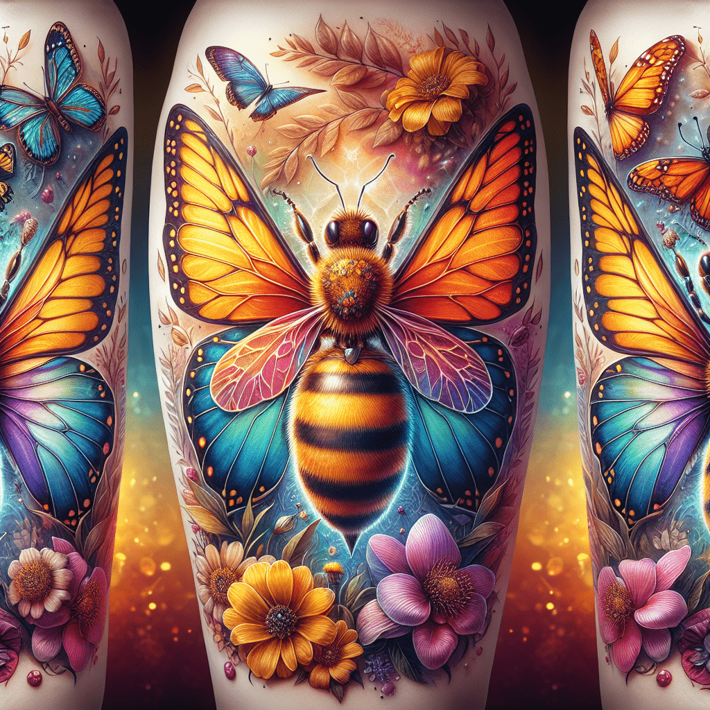 whimsical bee queen tattoo