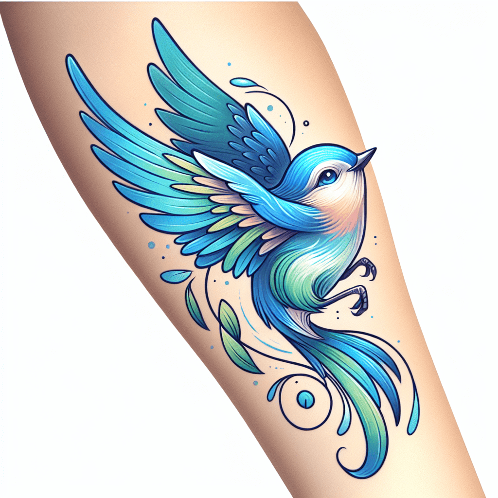 whimsical bluebird tattoo