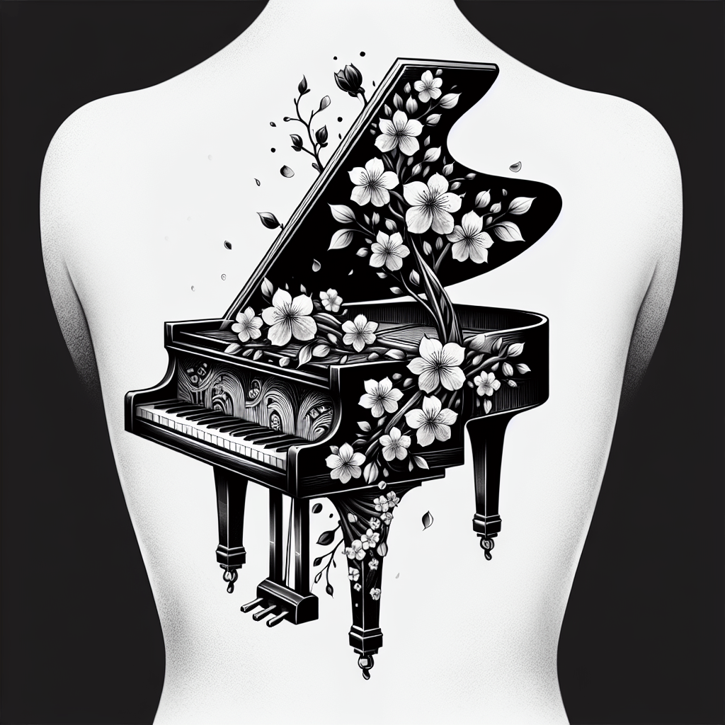 Whimsical Piano Blossoms Tattoo