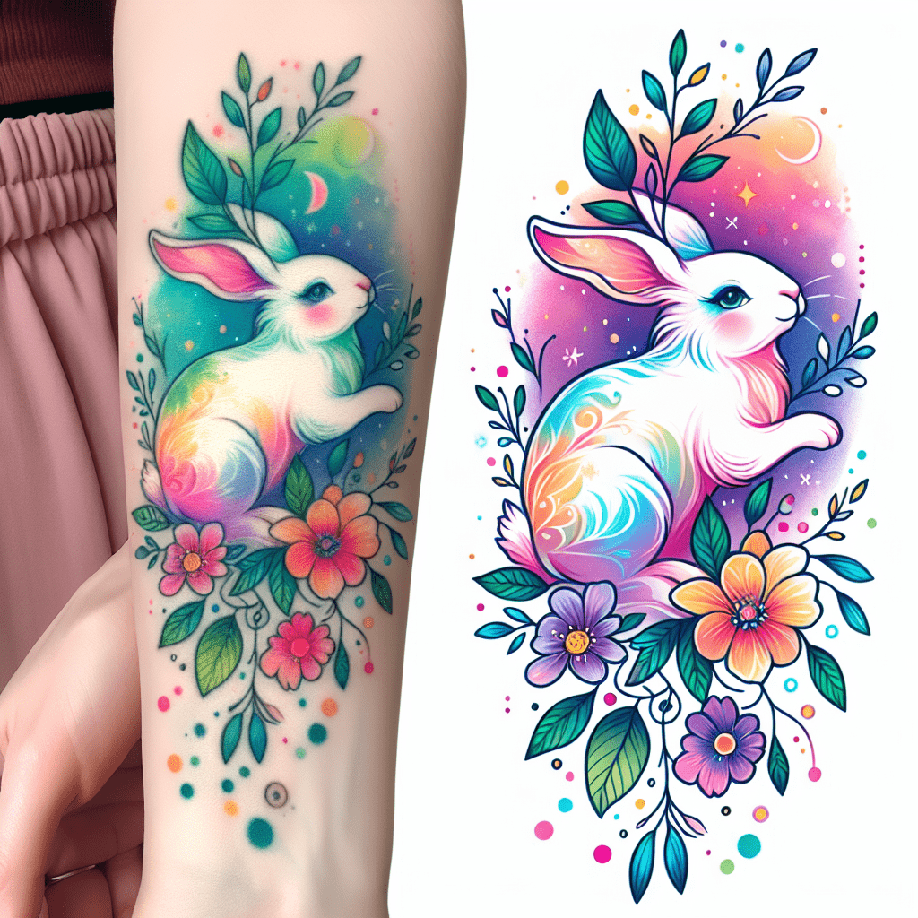 Whimsical Rabbit Tattoo