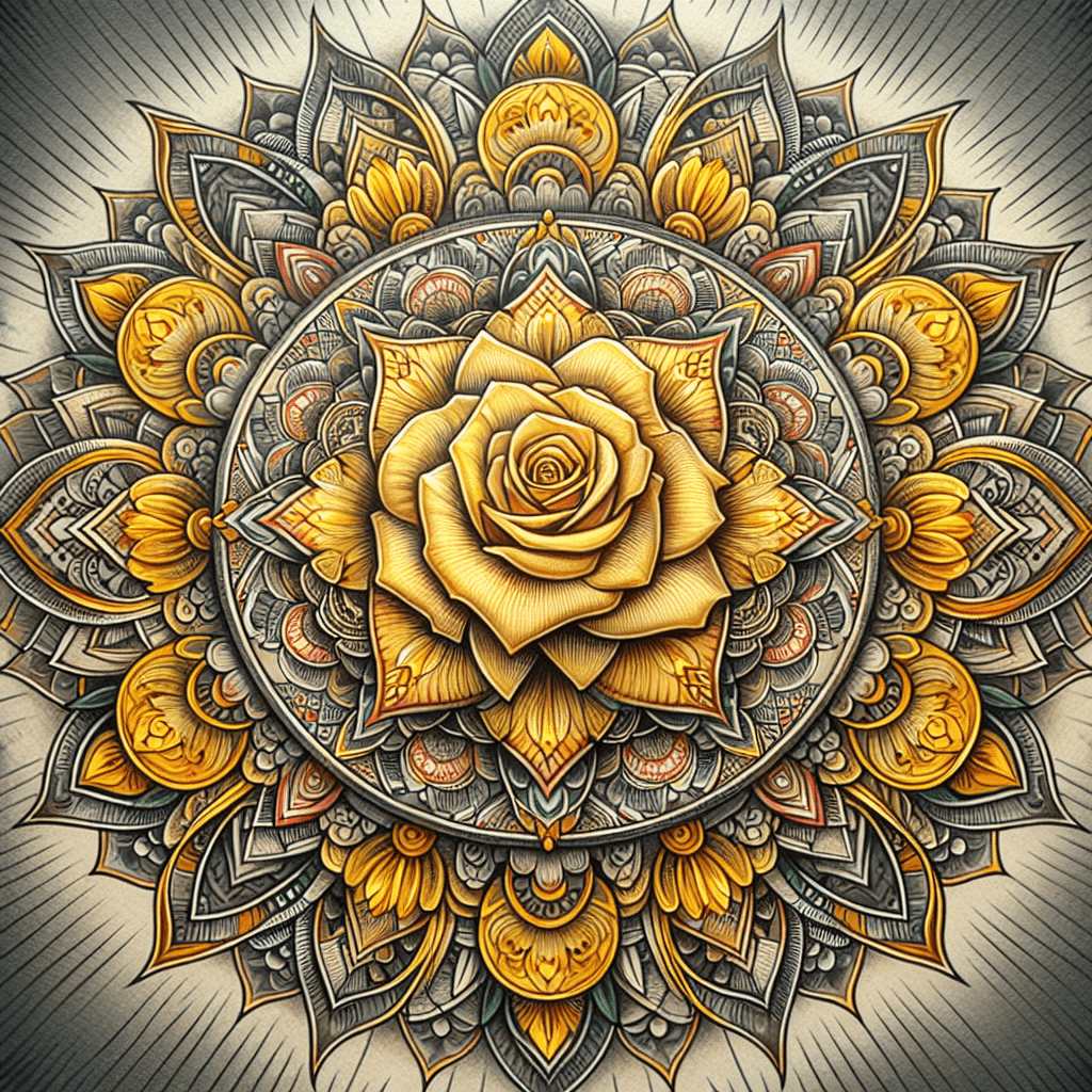 Yellow Rose Mandala Tattoo