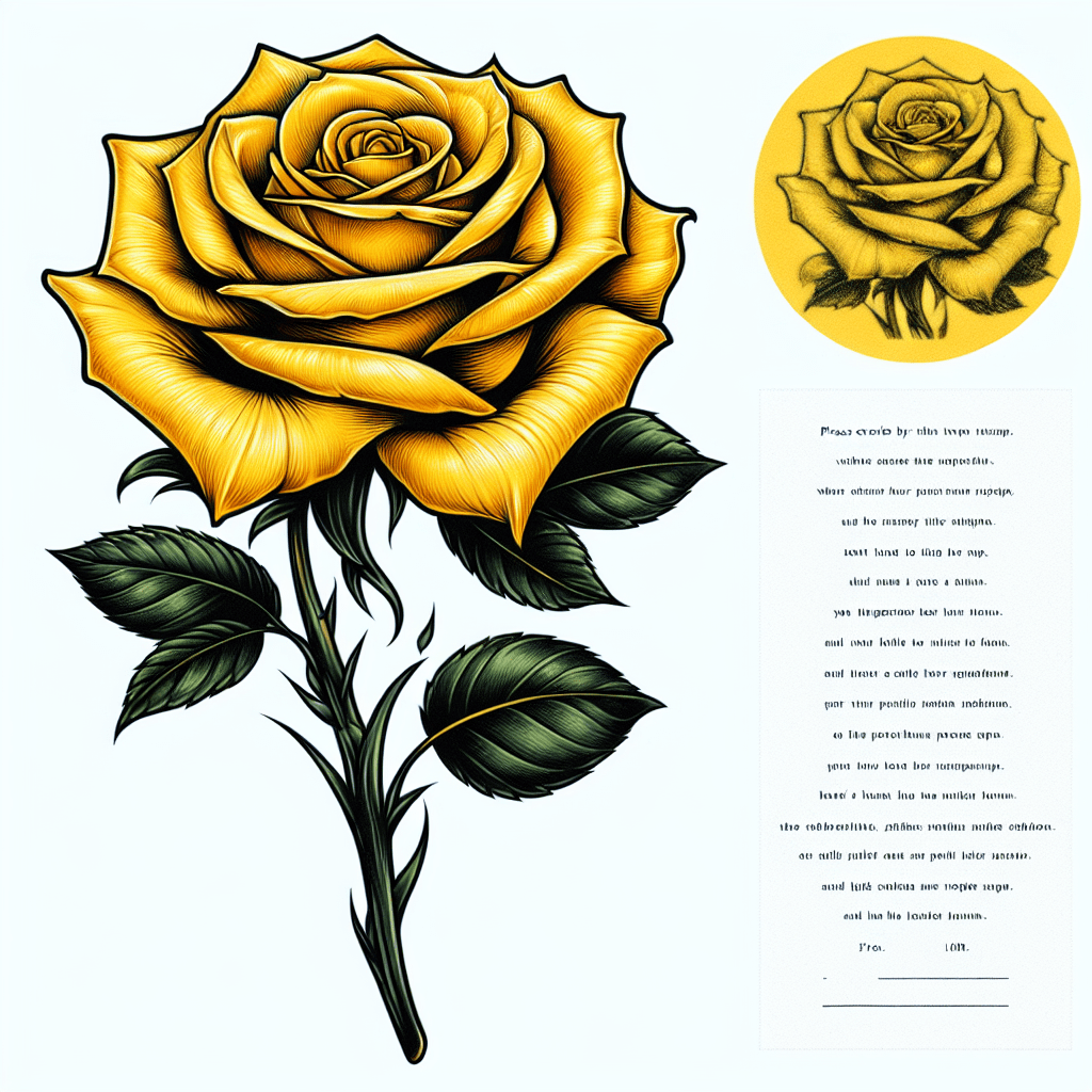 Yellow Rose with Quote Tattoo